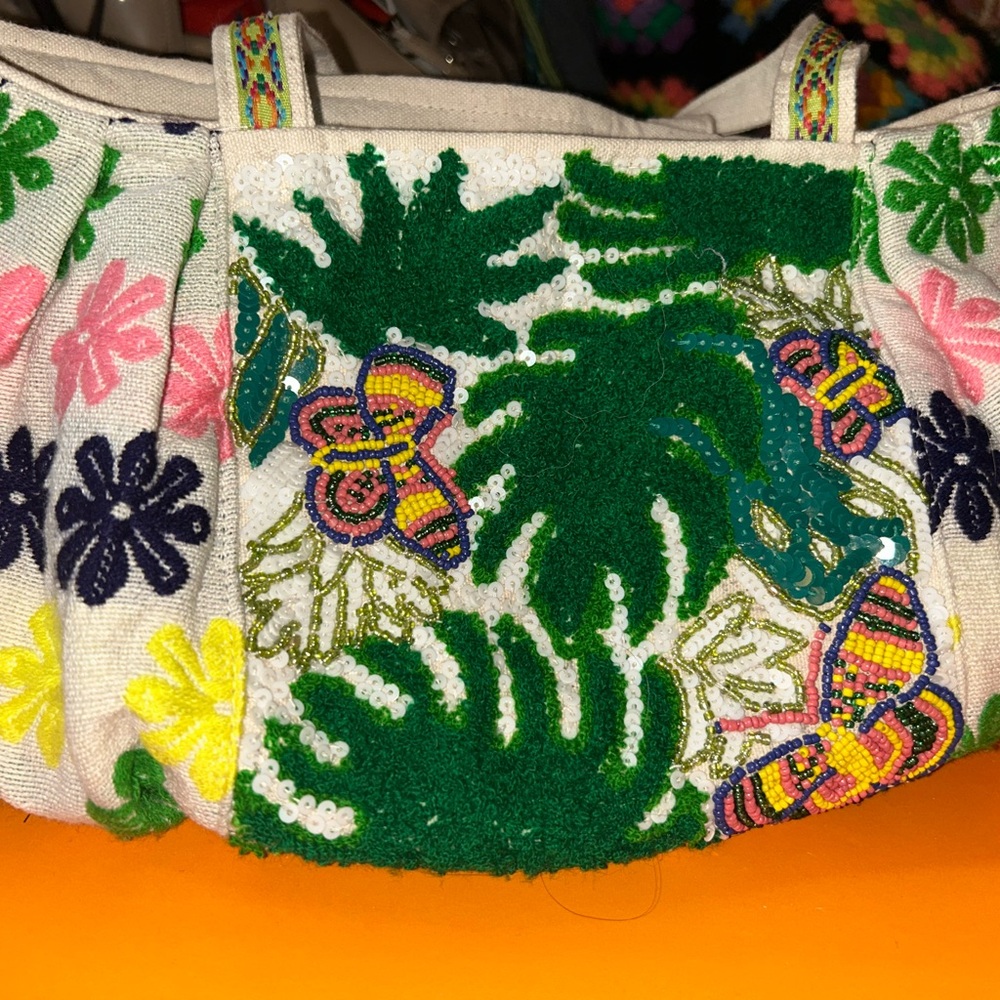 Floral Embroidered Women's Bag - Green and Multicolor